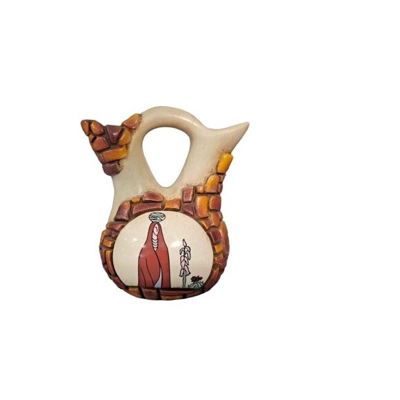 Navajo Style Wedding Vase Hand Painted Raised Bricks Vintage - Picture 1 of 5